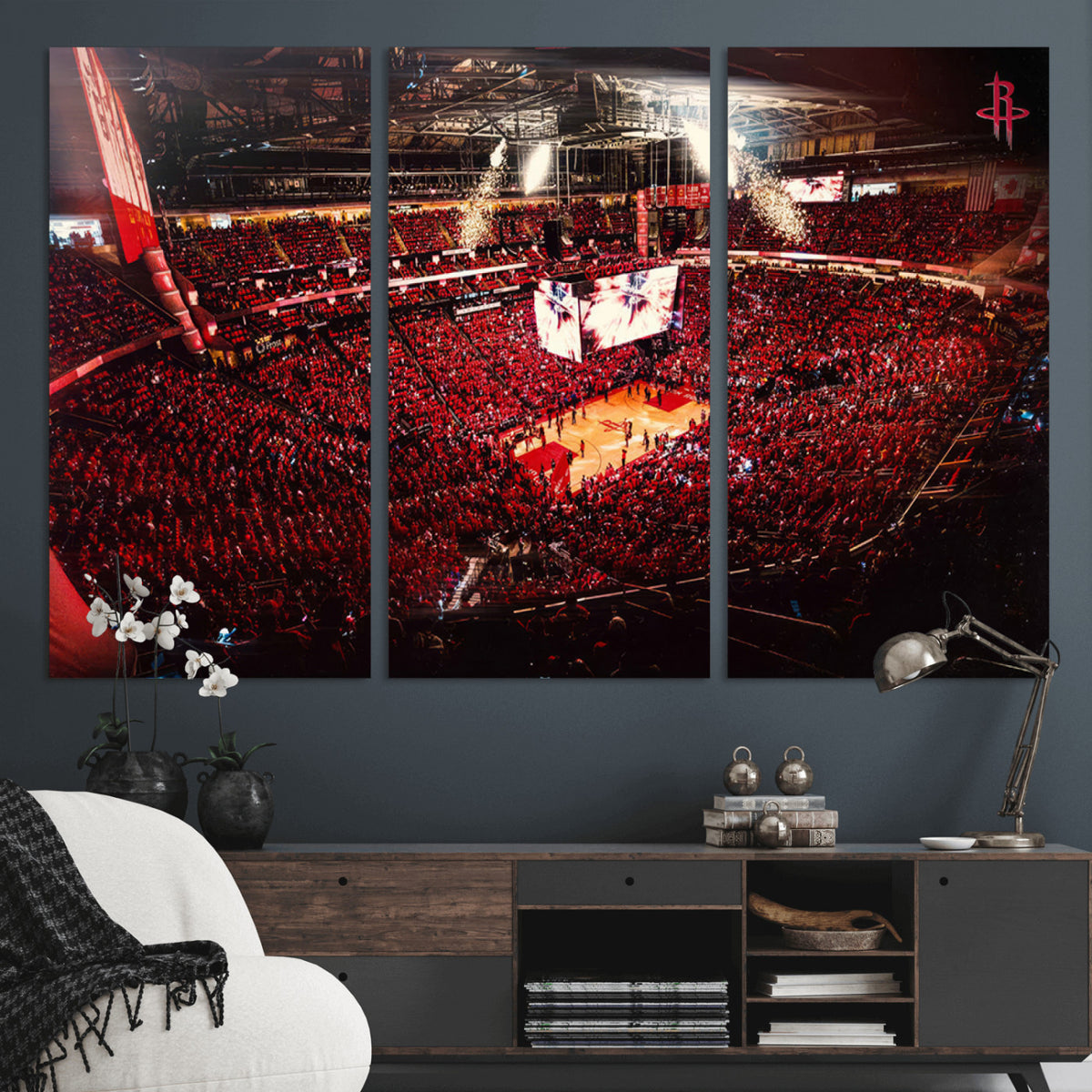 91527-MGV-CV-36X24 - Houston Rockets Basketball Team Print Canvas, Houston Toyota Center Arena Wall Art
