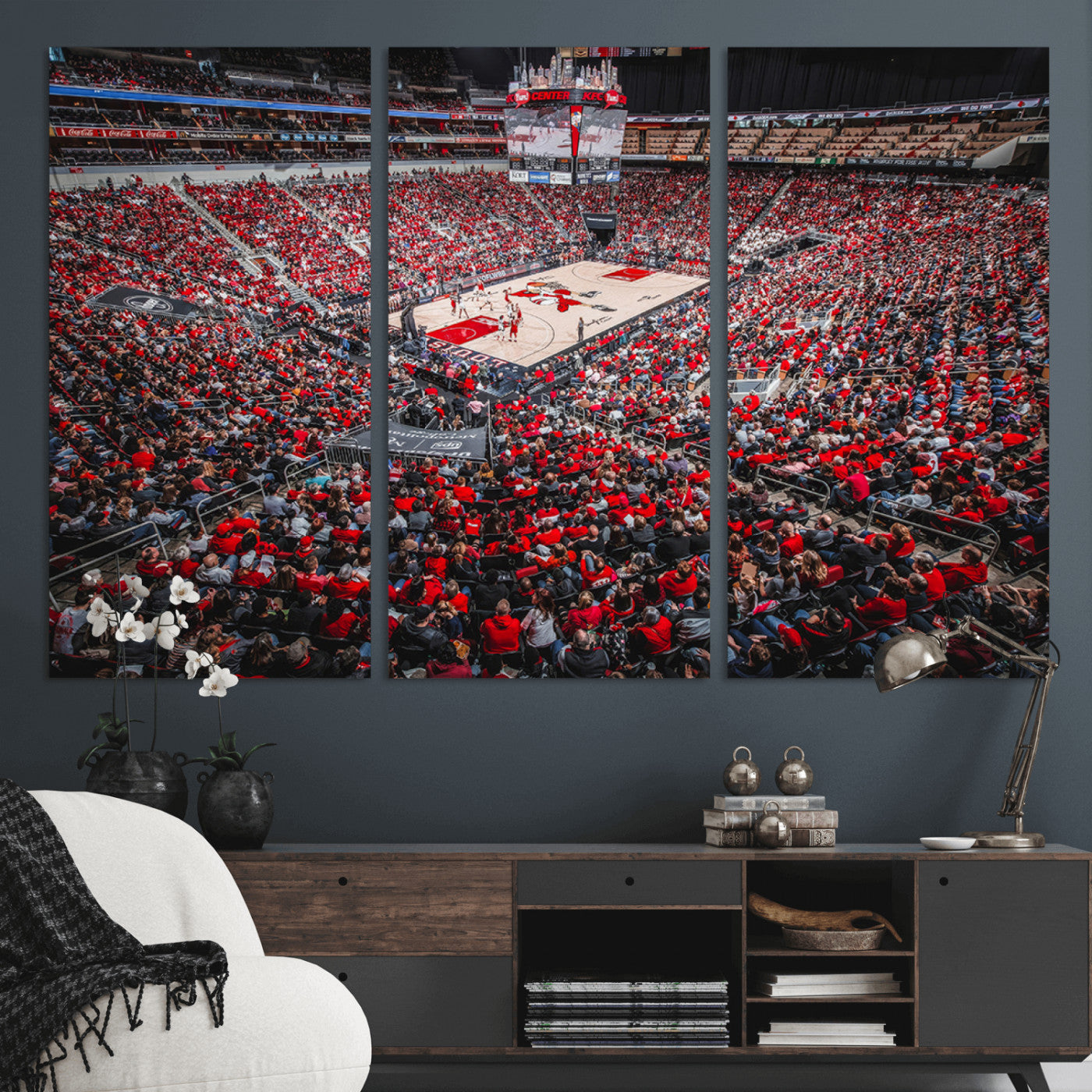 MGV-CV-48X32-3P - Louisville Cardinals Basketball Print Canvas - Louisville KFC Yum Center Arena Wall Art Canvas Print