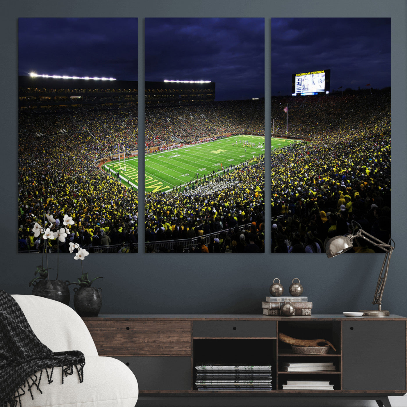 MGV-CV-48X32-3P - Michigan Wolverines Football Canvas Wall Decor, Football Team Print - Ann Arbor Michigan Stadium
