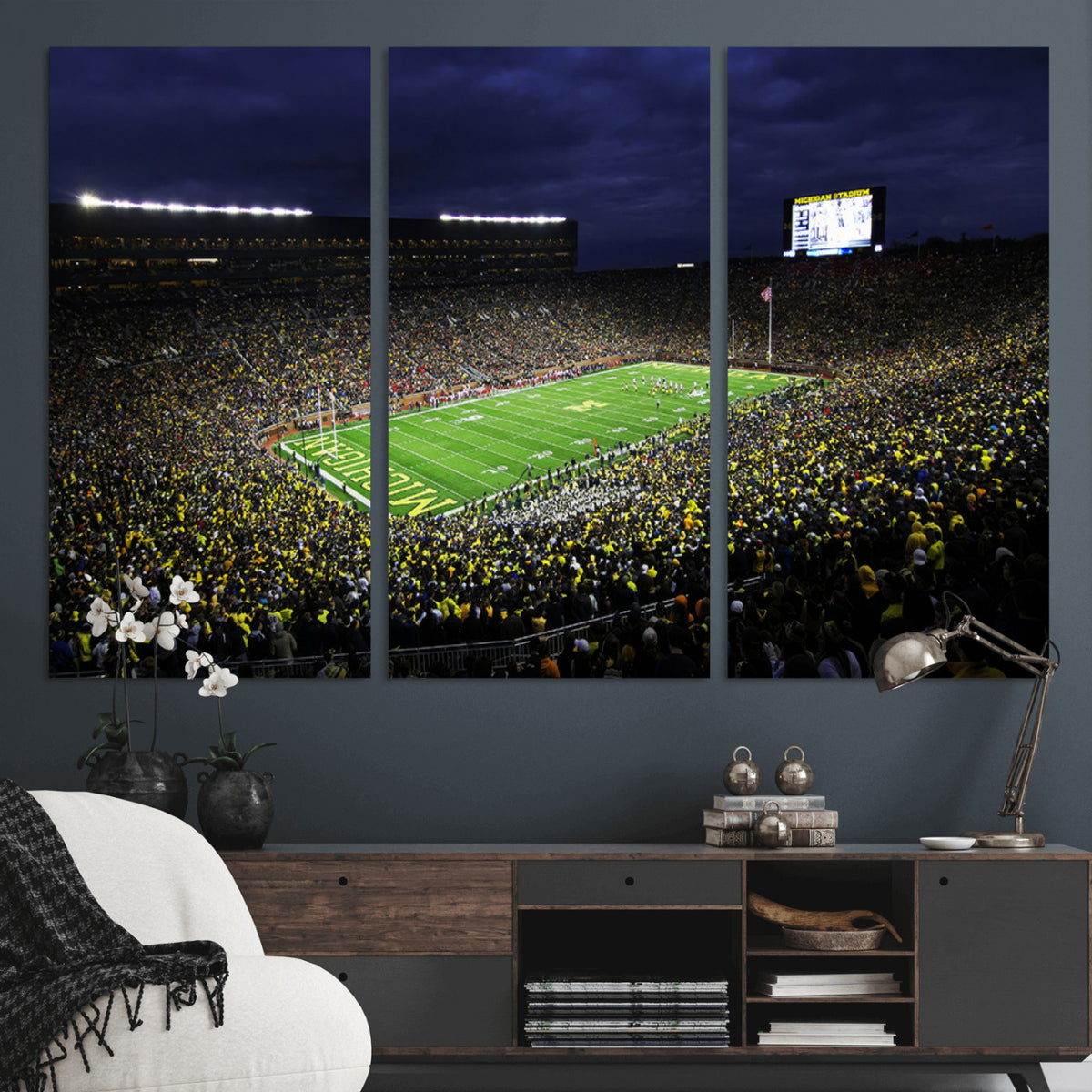 15448-MGV-CV-36X24 - Michigan Wolverines Football Canvas Wall Decor, Football Team Print, Ann Arbor Michigan Stadium