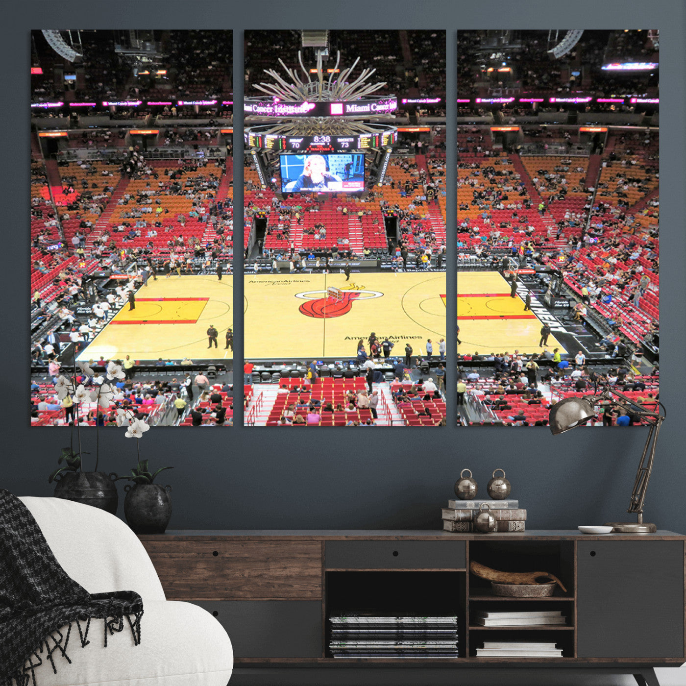 MGV-CV-48X32-3P - Miami Heat Basketball Team Print Wall Art- Kaseya Center Stadium Wall Art Canvas Print