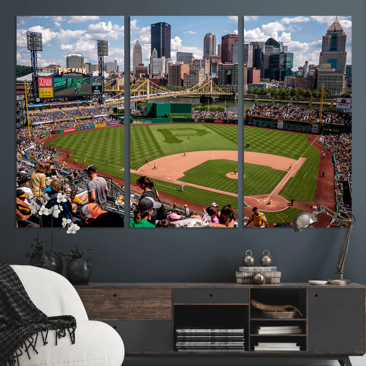 66872-MGV-CV-36X24 - Pittsburgh Pirates Baseball Team Print, PNC Park Stadium