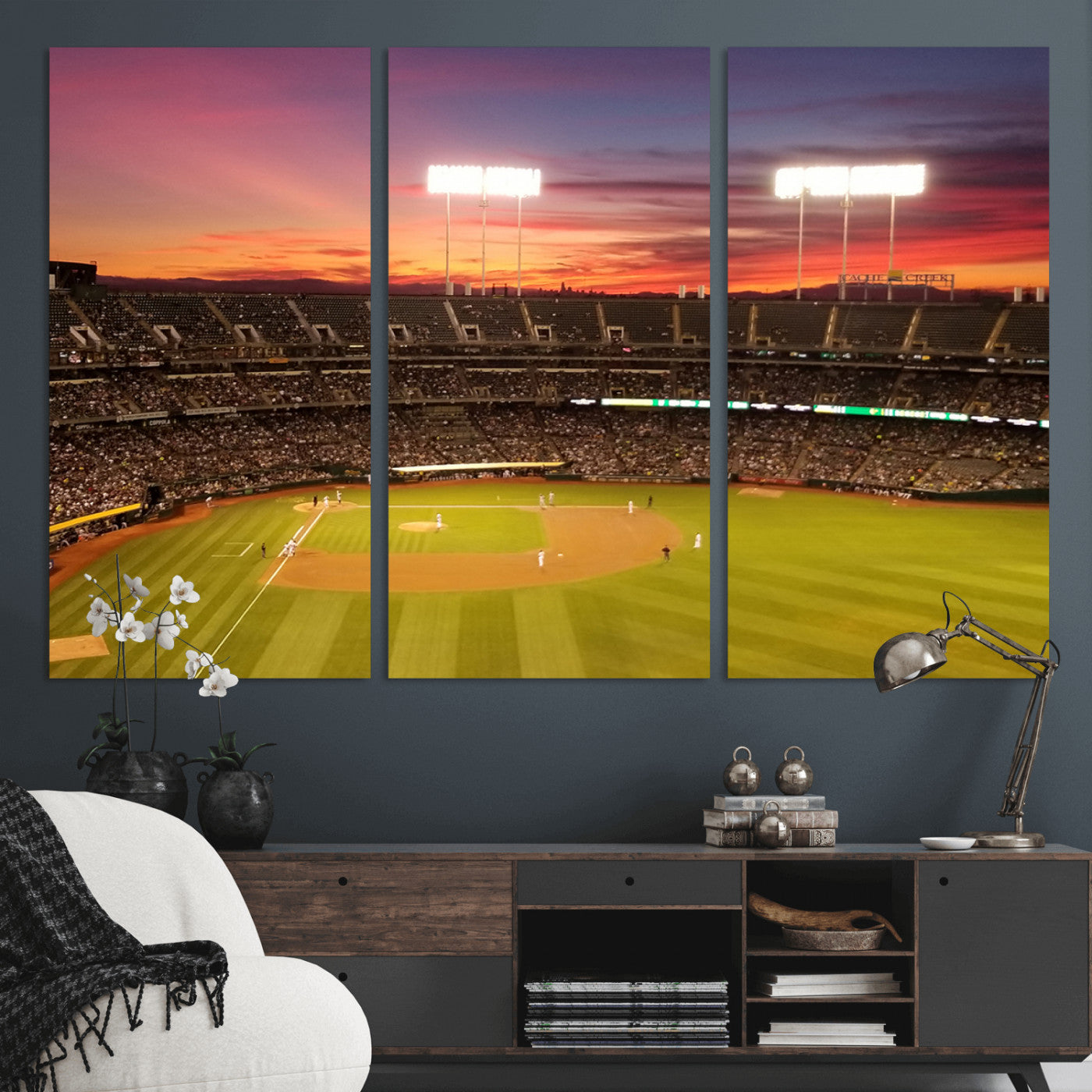 MGV-CV-48X32-3P - Oakland Athletics Baseball Team Print - Oakland Coliseum Stadium Wall Art Canvas Print