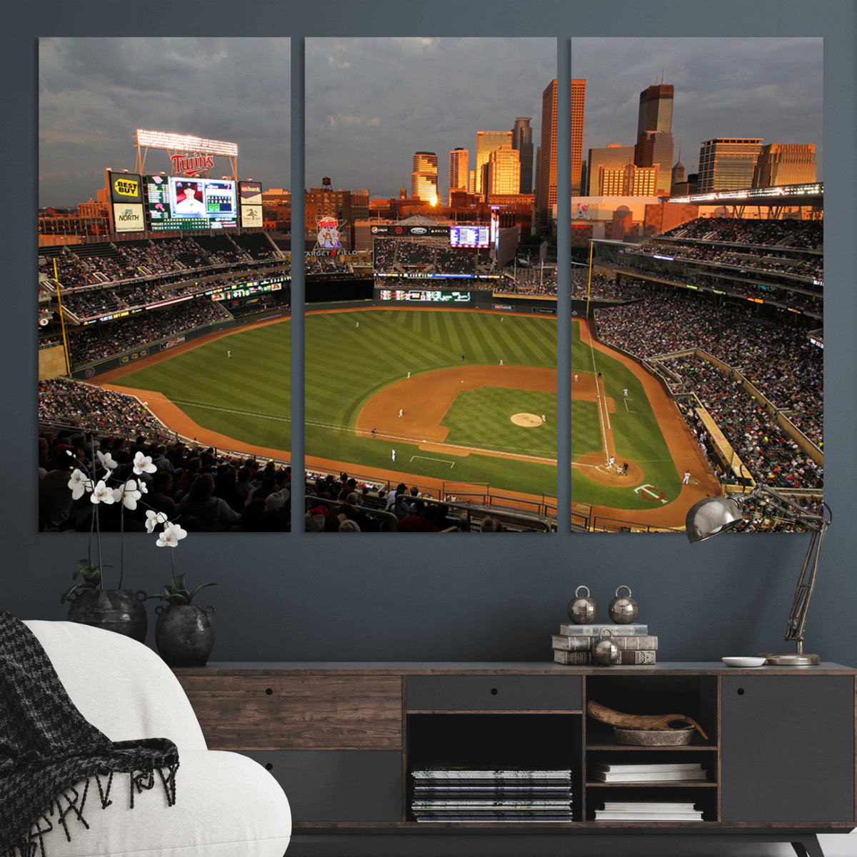 99822-MGV-CV-36X24 - Minnesota Twins Baseball Team Print, Minneapolis Target Field Stadium Wall Art