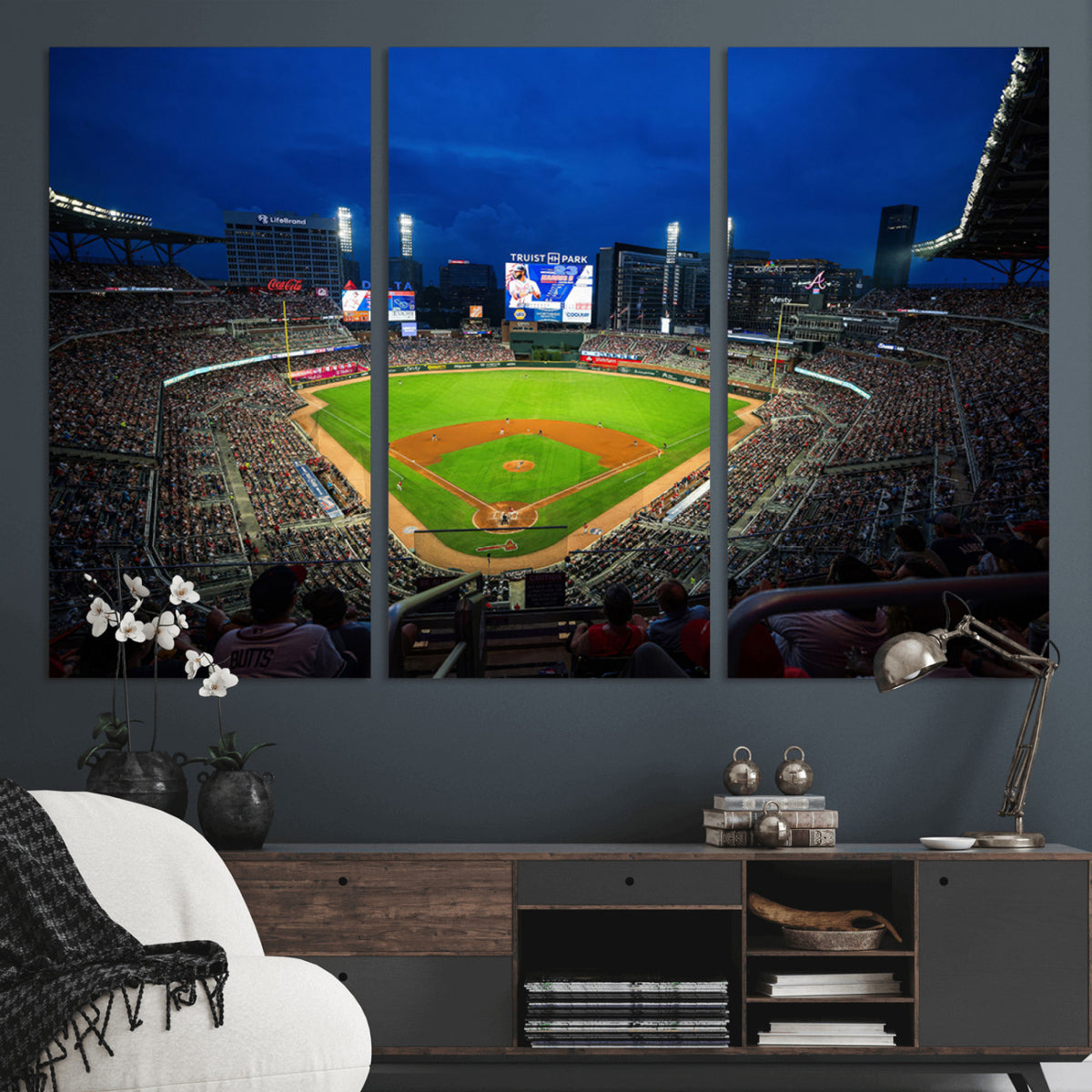 88590-MGV-CV-36X24 - Truist Park Night Game Canvas Art, Atlanta Braves Stadium