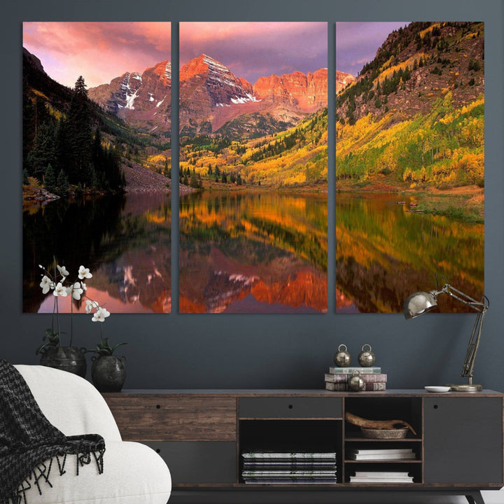 Colorado Rockies Mountain Sunset Wall Art | Ready to Hang and Framed | Scenic Nature Landscape Canvas Print