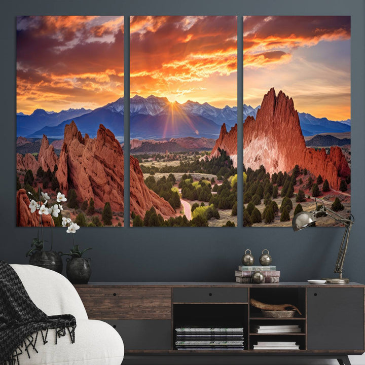 Rocky Mountains Sunset Wall Art Canvas Print – Ready to Hang, Framed Colorado Landscape