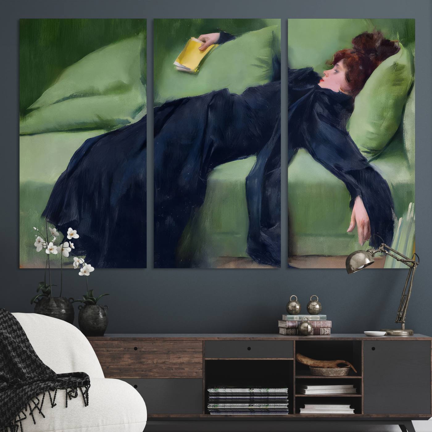 17725-MGV-CV-30X20-Decadent Girl by Ramon Casas Wall Art Canvas Print, Framed Decadent Girl Canvas Print