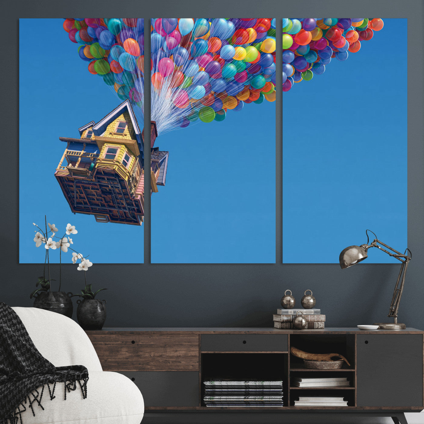 MGV-CV-48X32-3P - Carl Fredricksen, Up Movie Wall Art, Balloons Wall Art, Air Balloons for Kids Room Print