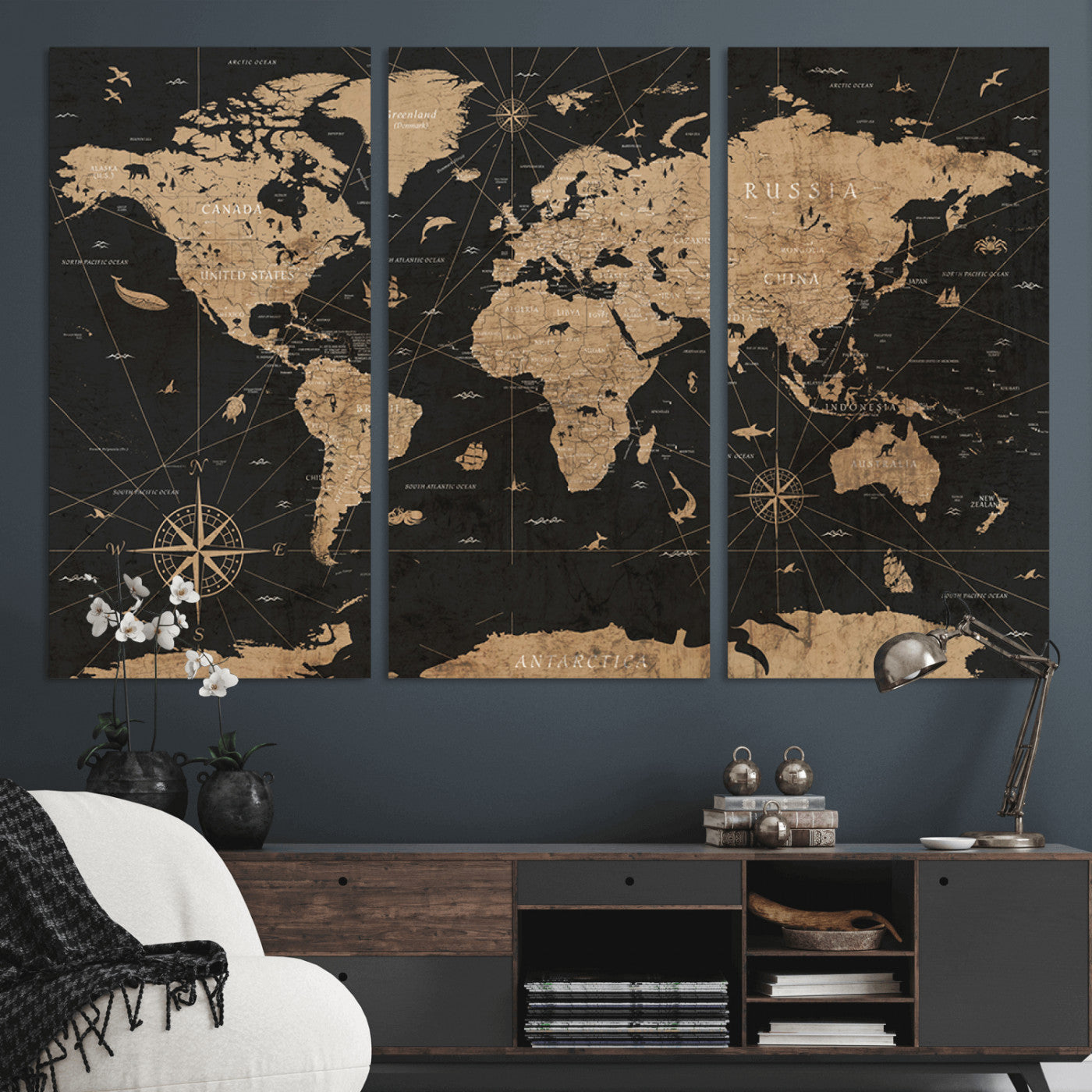 61023-MGV-CV-36X24-World Map Canvas Print – Framed Wall Art for Home Decor