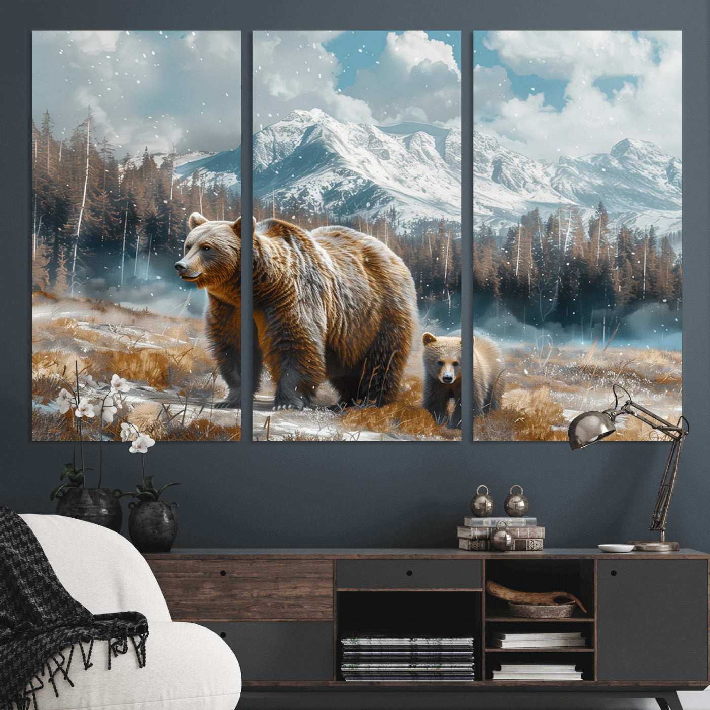 MGV-CV-48X32-3P - Bear and Baby Bear Wall Art Canvas Print