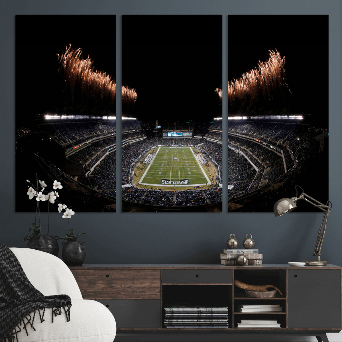 89680-MGV-CV-36X24 - Eagles Field Stadium Wall Art, Philadelphia Eagles Football, Framed and Ready to Hang