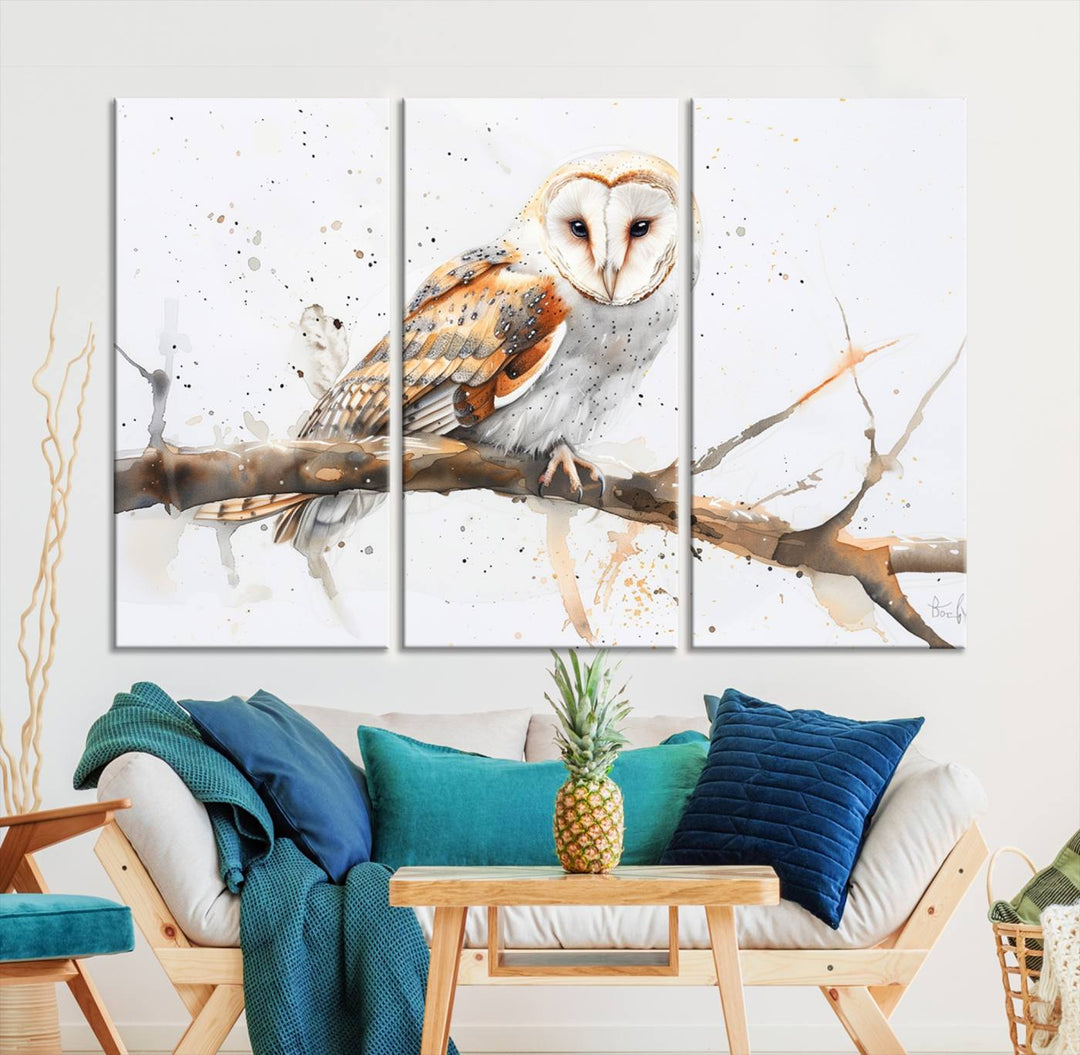 Nature enthusiasts will love the Barn Owl Wall Art on Branch, a stunning canvas print that is ready to hang and beautifully framed.