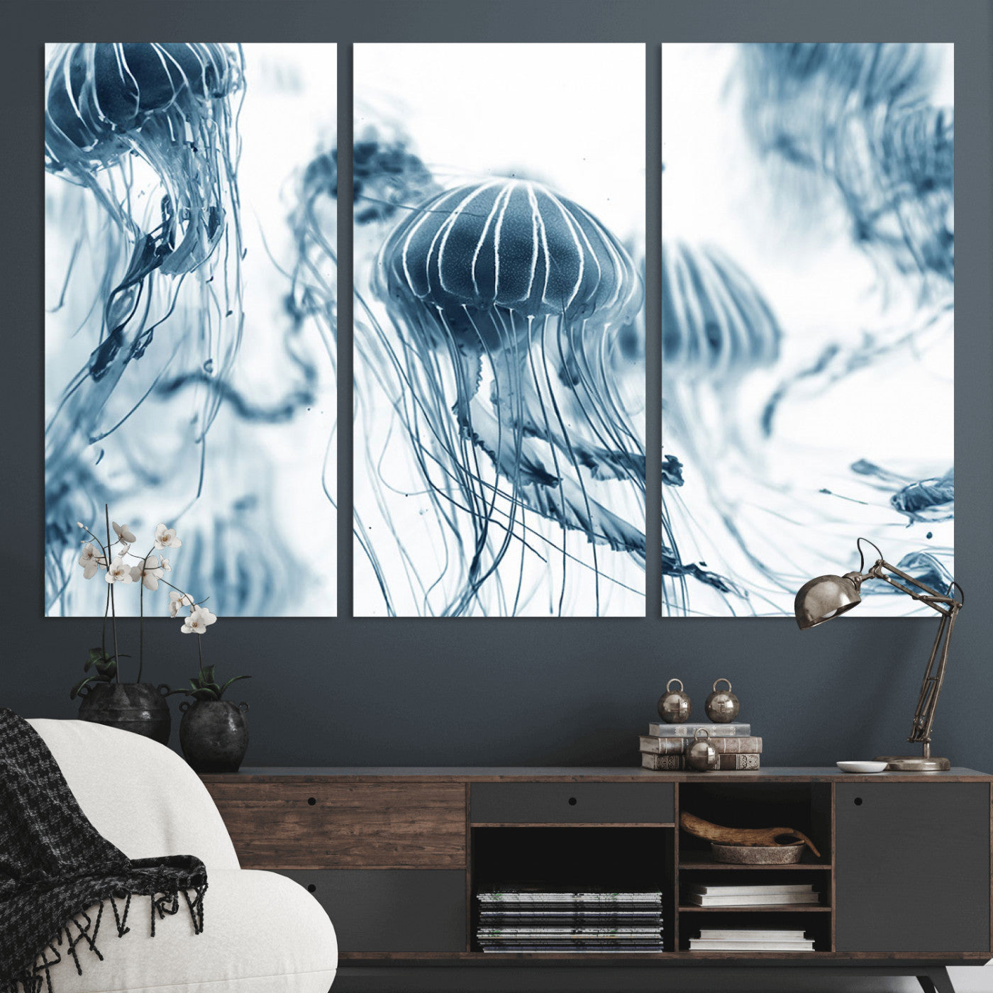 MGV-CV-48X32-3P - Abstract Jellyfish Canvas Print Wall Art