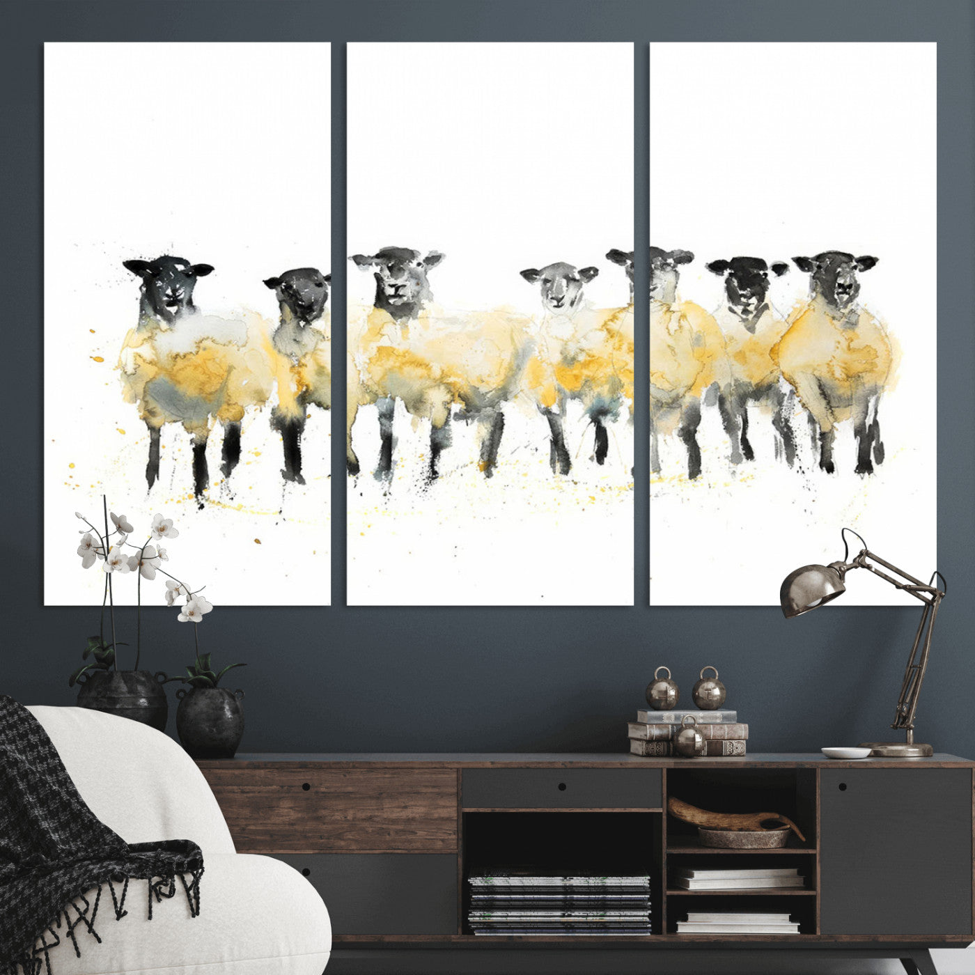 72612-MGV-CV-36X24-Farmhouse Wall Art Sheep Print | Ready to Hang Framed Canvas | Rustic Barn Decor