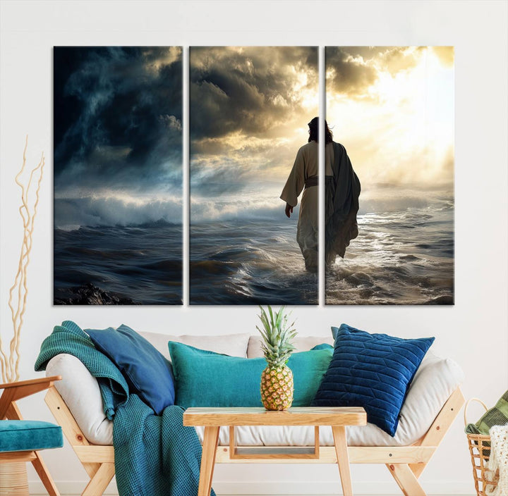 Jesus Walking on Water Wall Art | Canvas Print | Ready to Hang | Christian Home Decor | Spiritual Faith Wall Art | Inspirational Religious Wall Decor