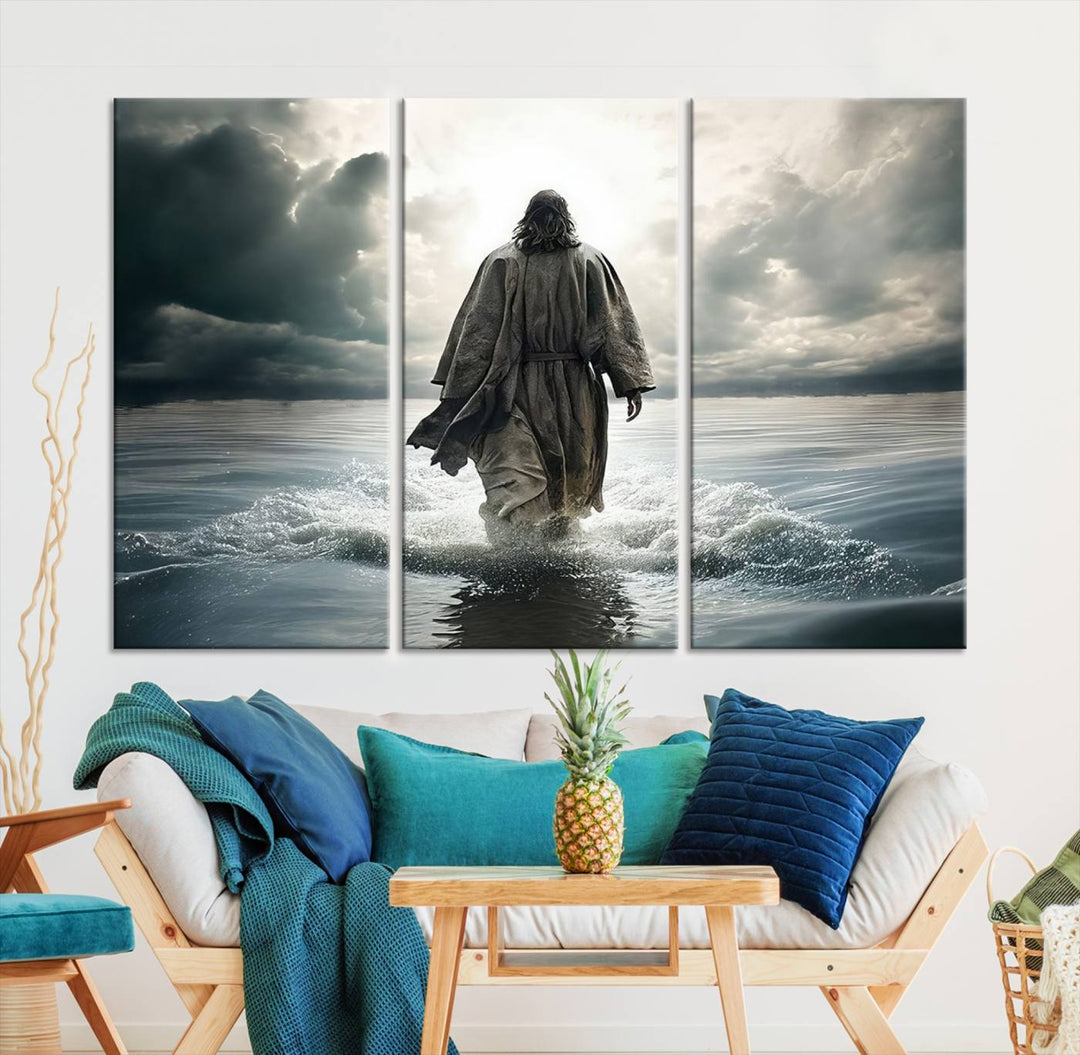 Jesus Walking on Water Wall Art | Canvas Print | Ready to Hang | Christian Home Decor | Spiritual Faith Wall Art | Inspirational Religious Wall Decor