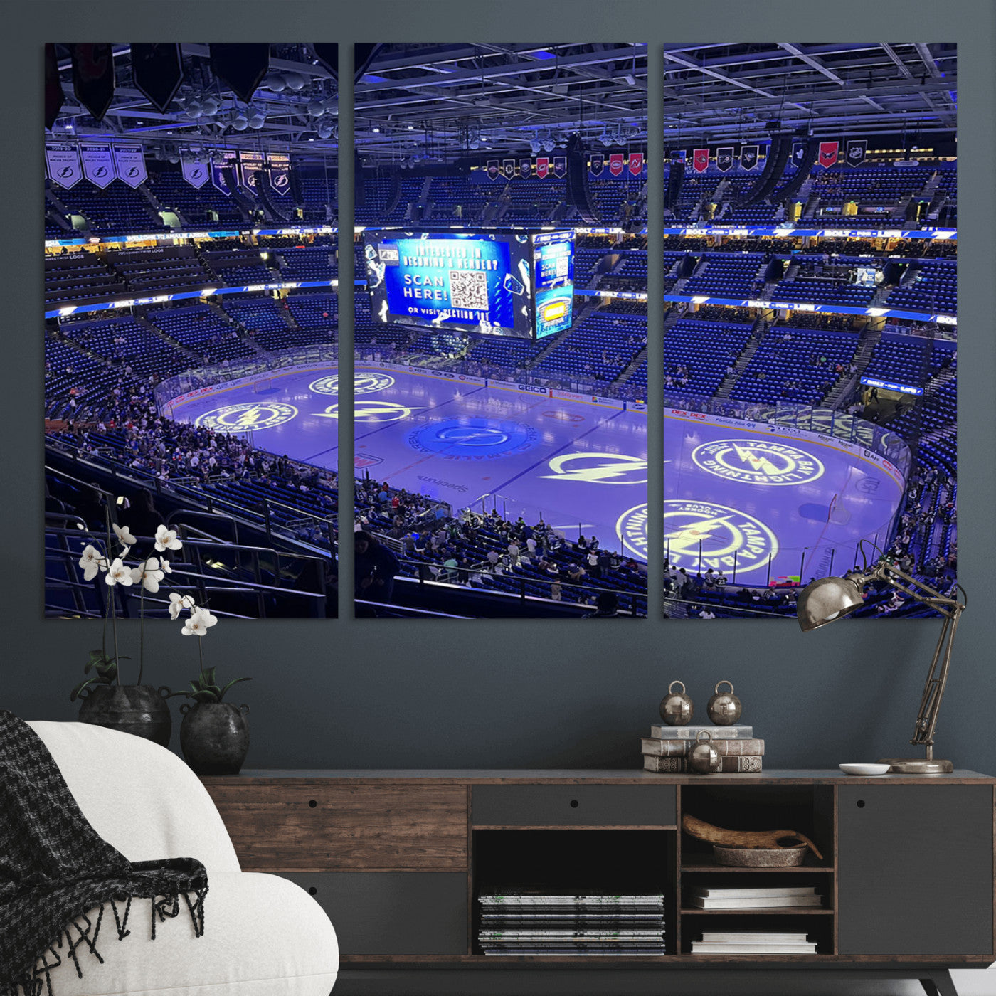 MGV-CV-48X32-3P - Amalie Arena Florida Wall Art Canvas Print - NHL Hockey Stadium Print Wall Art