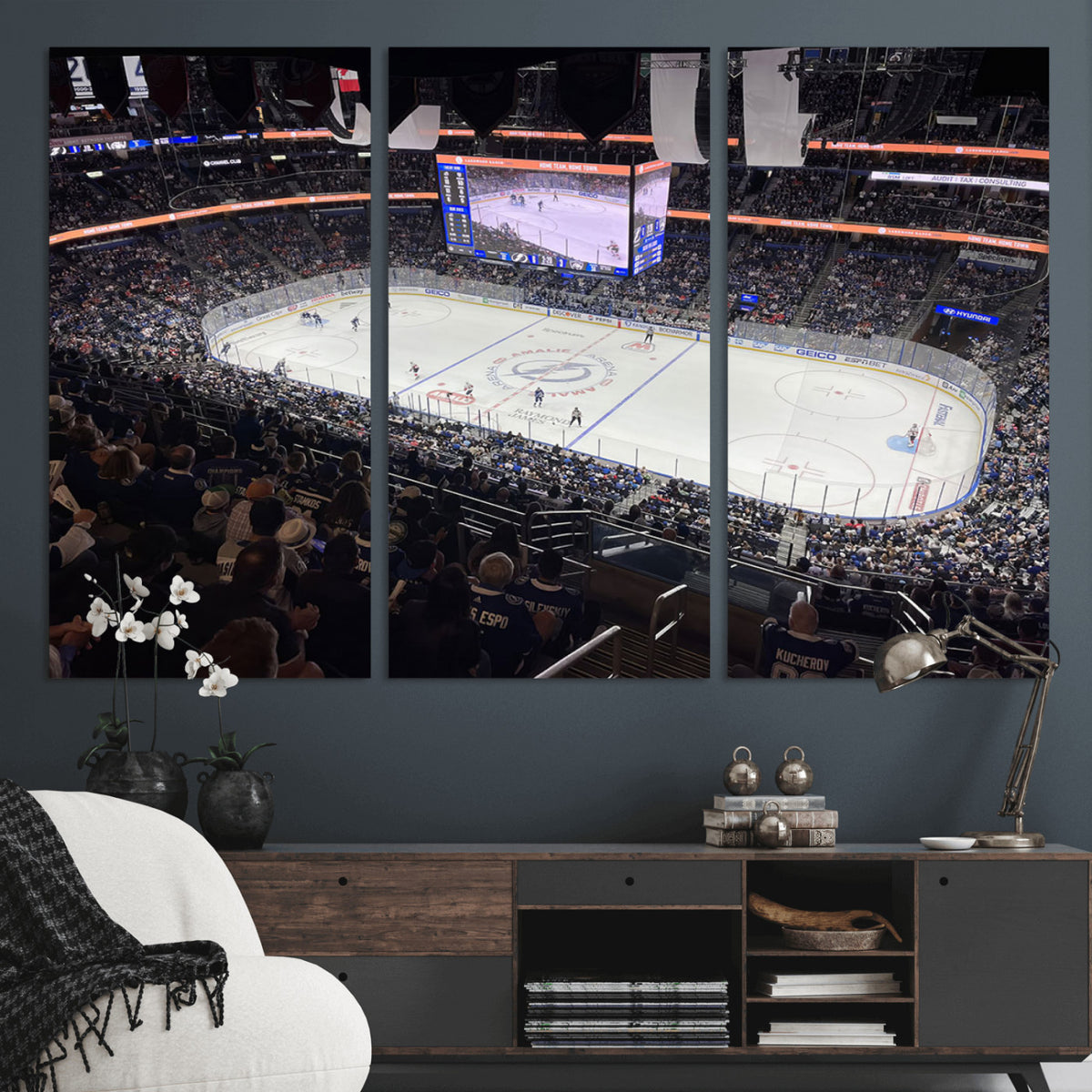 51641-MGV-CV-36X24 - Amalie Arena Florida Wall Art Canvas Print, NHL Hockey, Framed and Ready to Hang