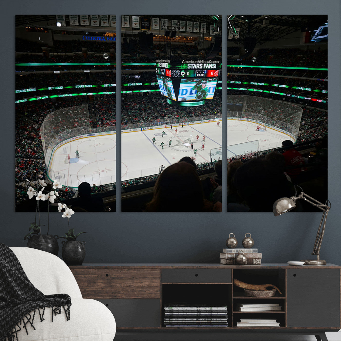 MGV-CV-48X32-3P - American Airlines Center Dallas Stars Wall Art Canvas Print - Dallas Hockey Arena Stadium Print