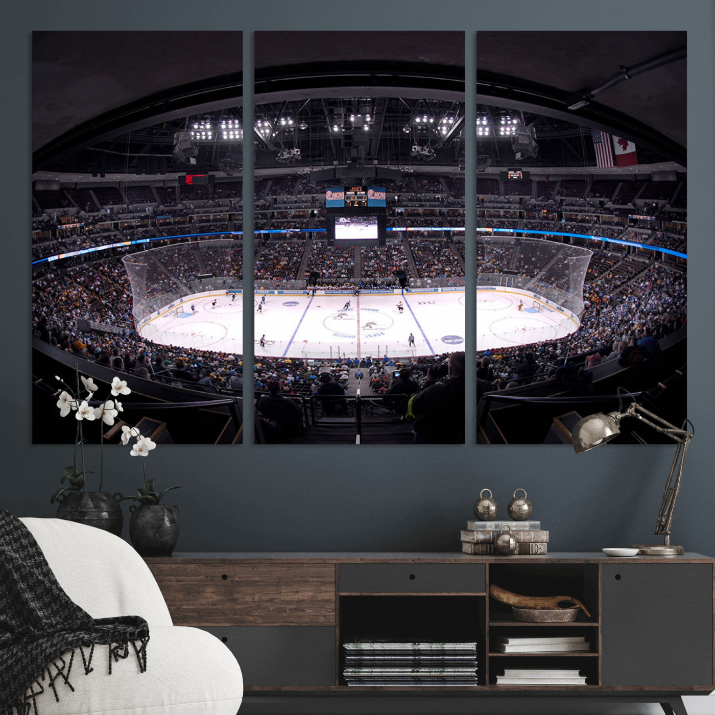 MGV-CV-48X32-3P - Ball Arena Denver Colorado Avalanche Hockey Team Wall Art Canvas Print - Denver Ice Hockey Stadium