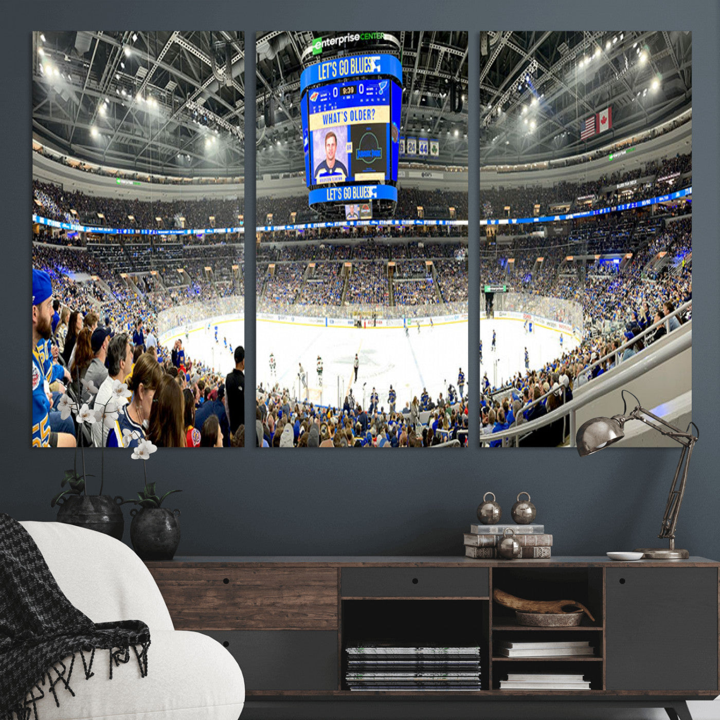 MGV-CV-48X32-3P - Enterprise Center | Missouri St. Louis Blues Ice Hockey Stadium Wall Art | Canvas Print | Ready to