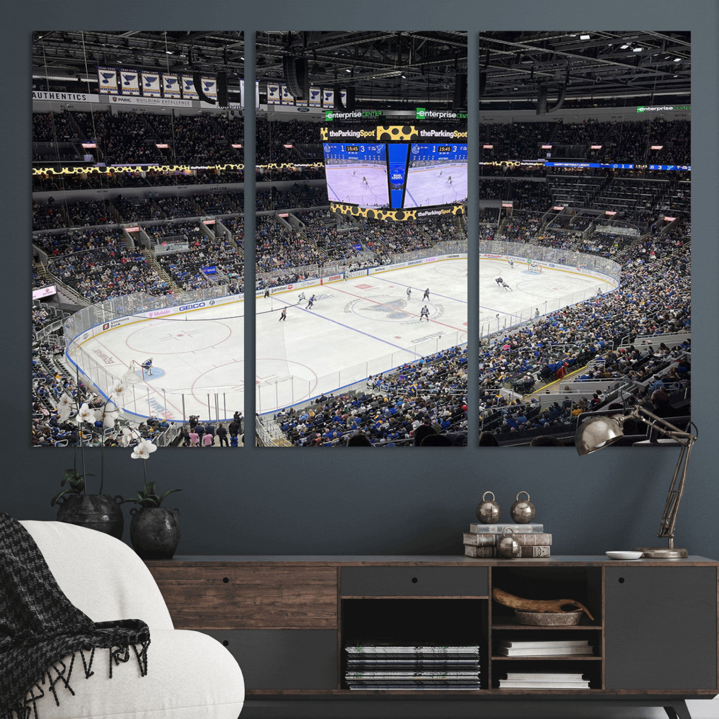 MGV-CV-48X32-3P - Enterprise Center Missouri St. Louis Blues Hockey Stadium Wall Art Canvas Print
