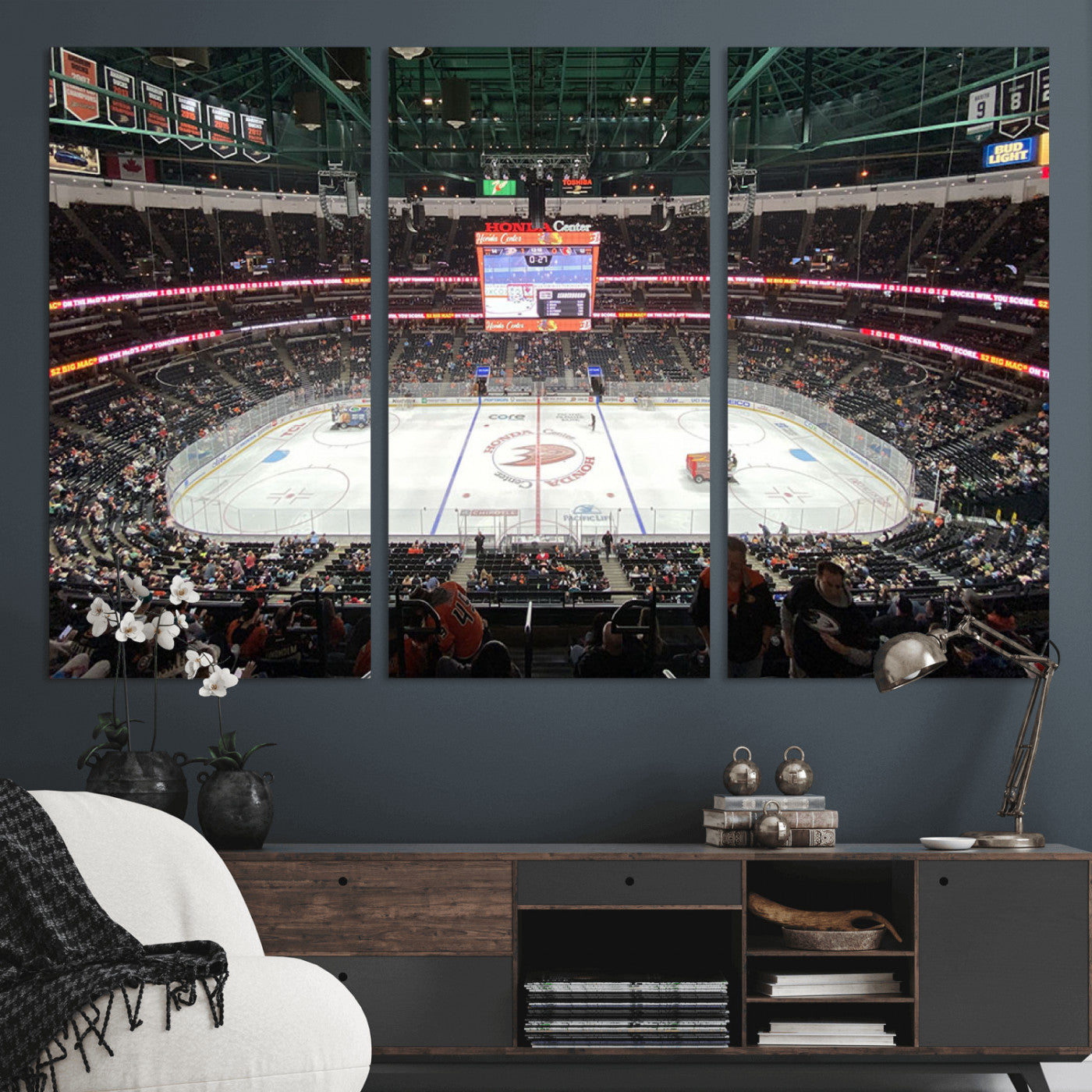 MGV-CV-48X32-3P - Honda Center California Anaheim Ducks Ice Hockey Stadium Canvas Print Wall Art