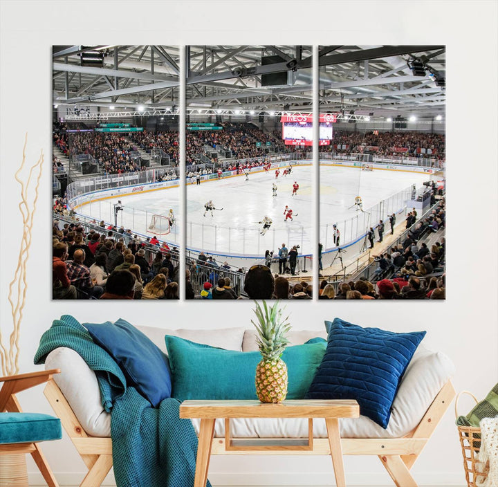 Lausanne Arena Ice Hockey Stadium Wall Art Canvas Print