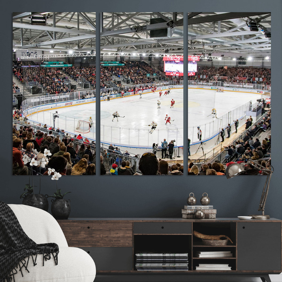 79352-MGV-CV-36X24 - Lausanne Arena Ice Hockey Stadium Wall Art Canvas Print