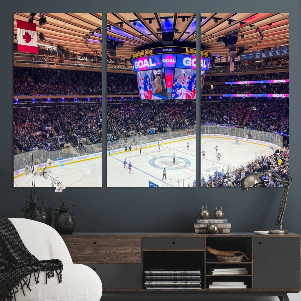 36401-MGV-CV-36X24 - Madison Square Garden New York Rangers Hockey Stadium Wall Art Canvas