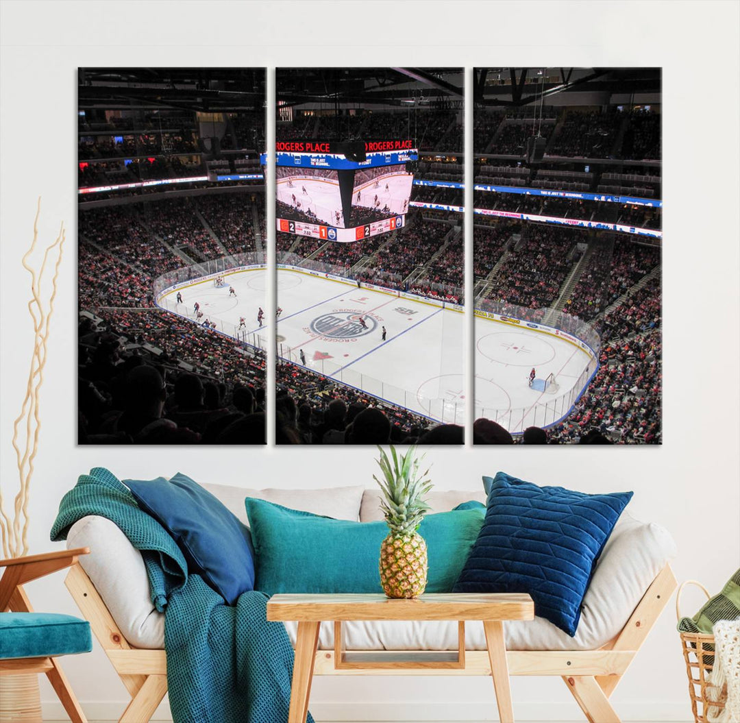 Rogers Place Edmonton Oilers Ice Hockey Stadium Wall Art Canvas Print