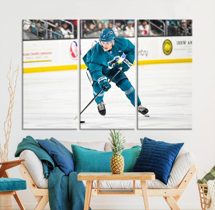 San Jose SharksIce Hockey Player Wall Art Canvas Print