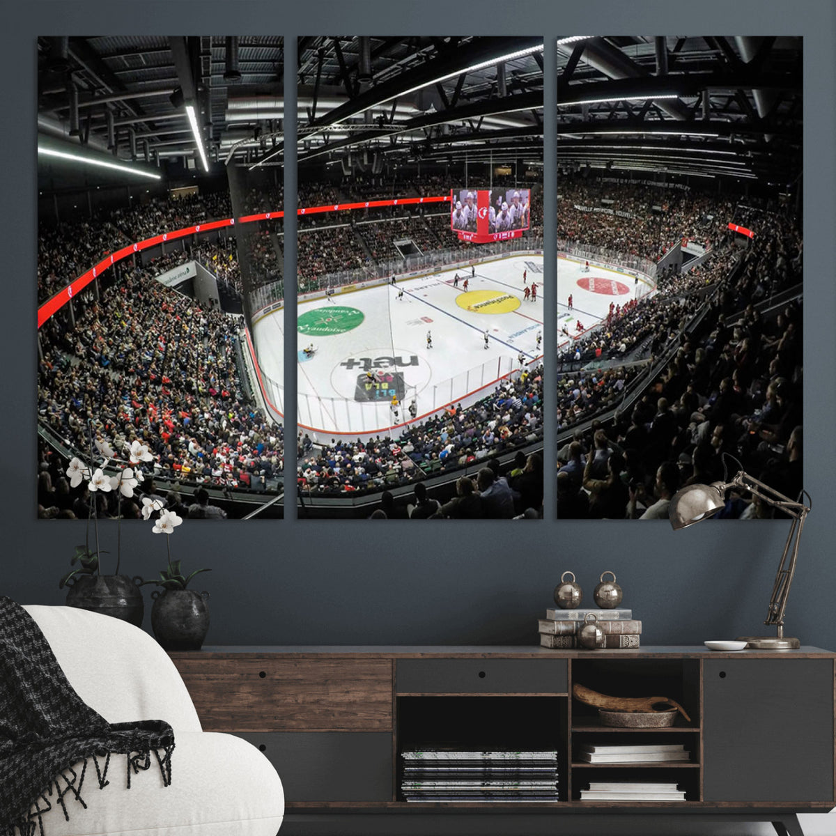 46282-MGV-CV-36X24 - Vaudoise Lausanne Ice Hockey Arena Stadium Wall Art Canvas