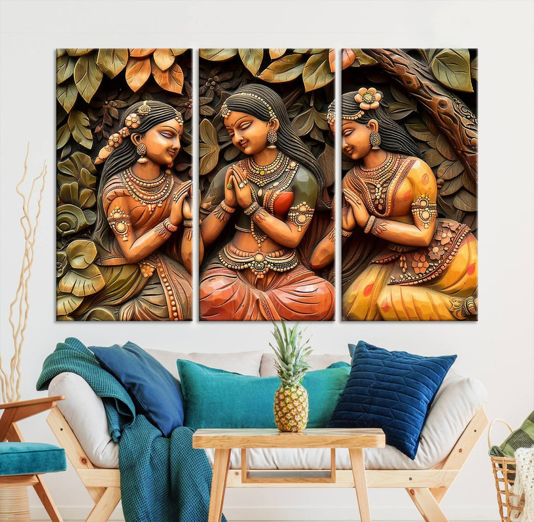 Indian Woman Statue Wall Art Canvas Print