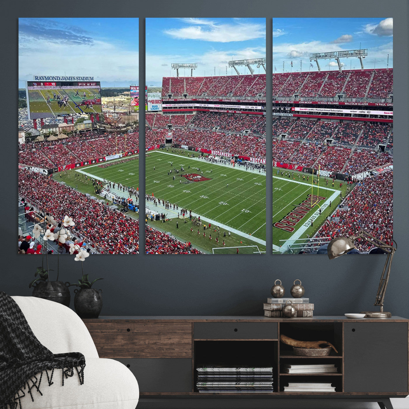 MGV-CV-48X32-3P - Florida Tampa Raymond James Stadium Wall Art Canvas Print - NFL Football Stadium Print Canvas