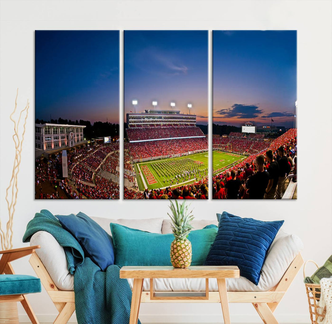 NC State Wolfpack Football Team Print - Raleigh Carter-Finley Stadium Wall Art Canvas Print