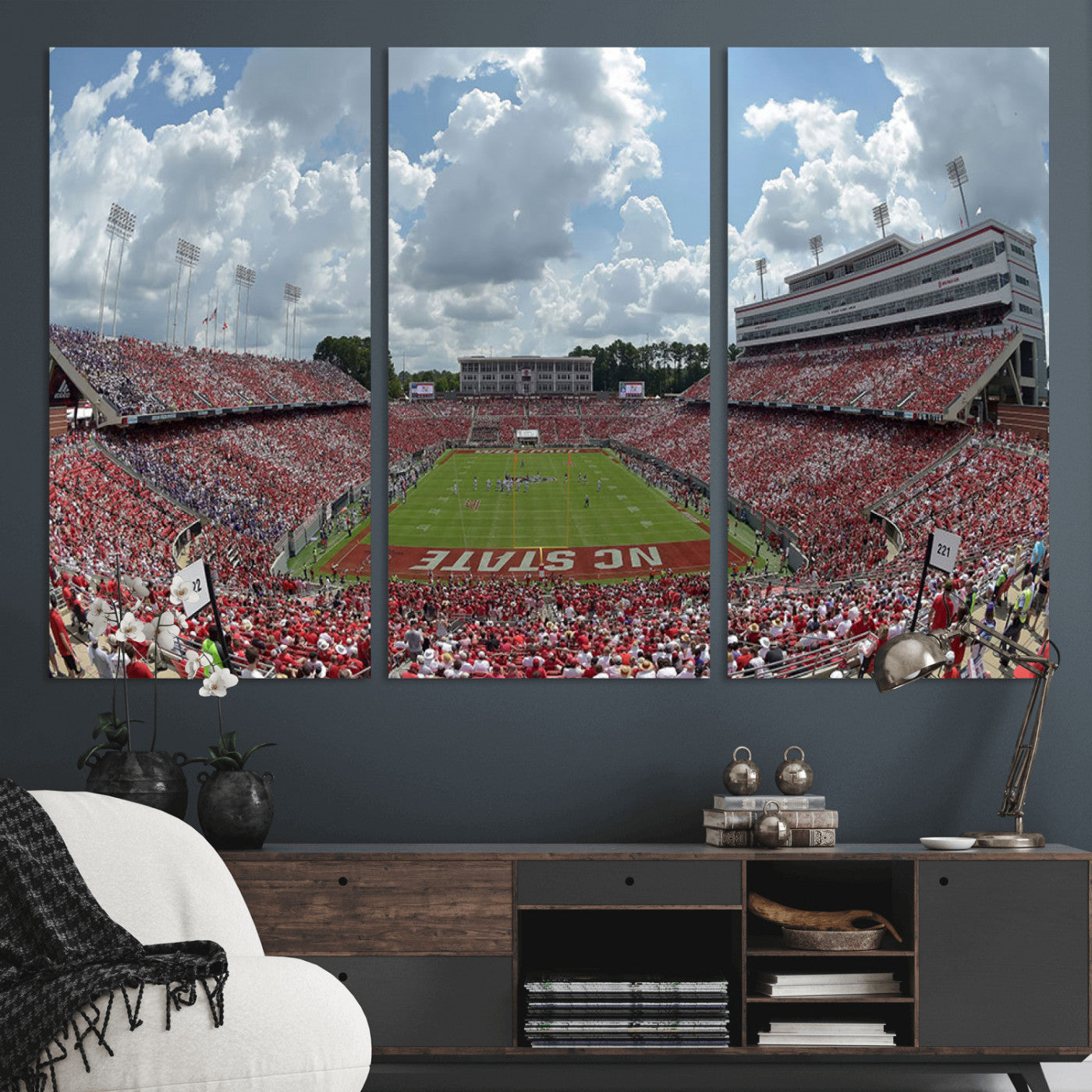 MGV-CV-48X32-3P - NC State Wolfpack Football Team Print Canvas- Raleigh Carter-Finley Stadium Wall Art Canvas Print