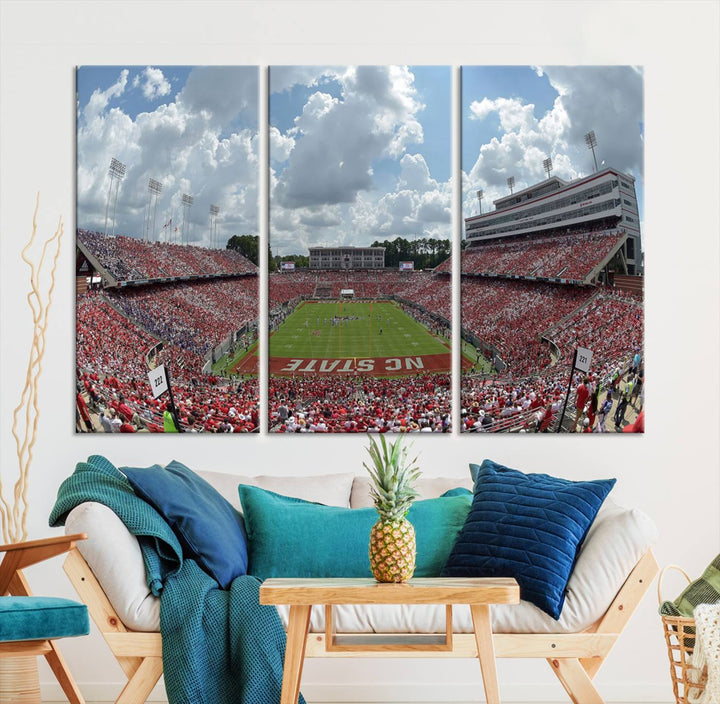 NC State Wolfpack Football Team Print - Raleigh Carter-Finley Stadium Wall Art Canvas Print