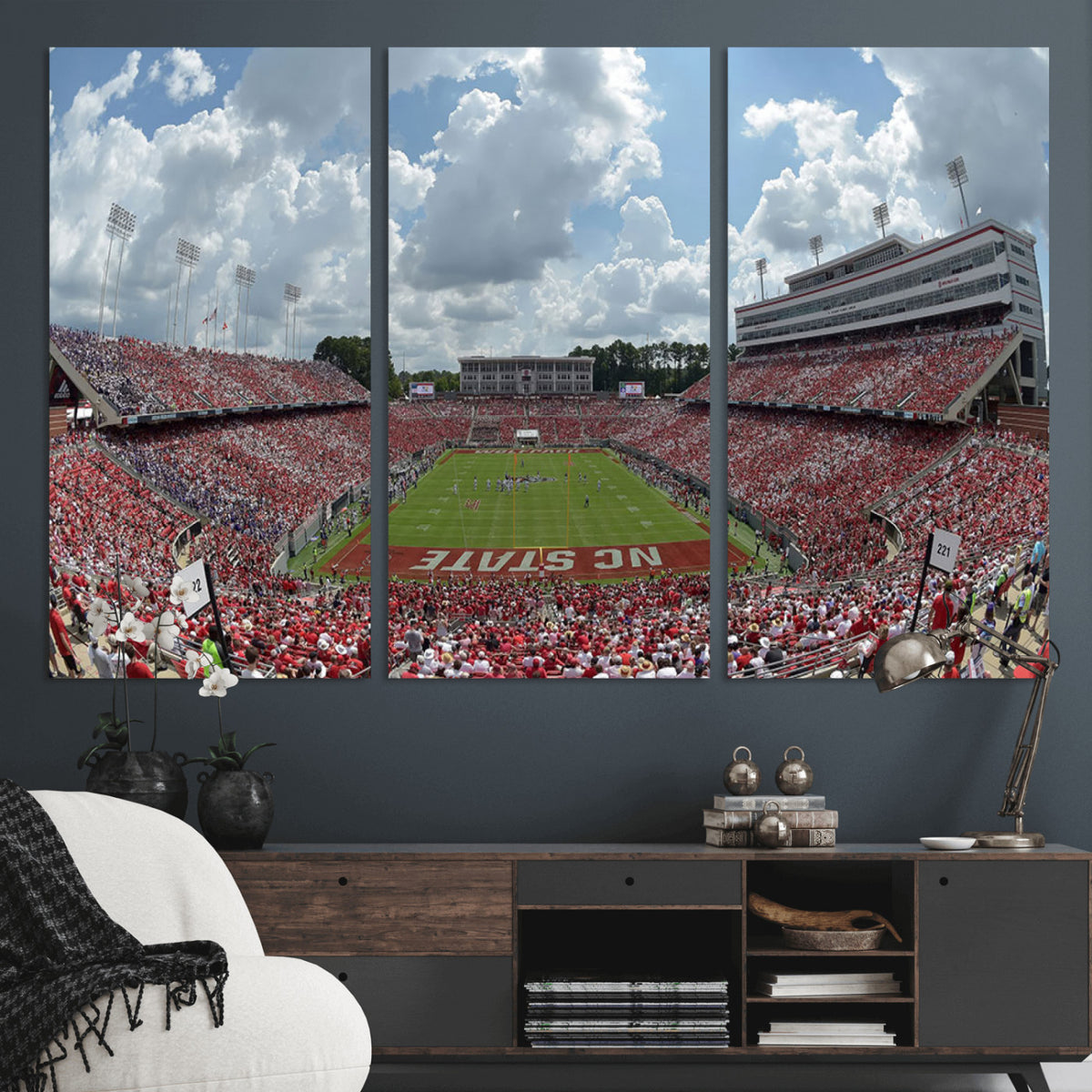 30640-MGV-CV-36X24 - NC State Wolfpack Football Team Print Canvas- Raleigh Carter-Finley Stadium Wall Art Canvas Print