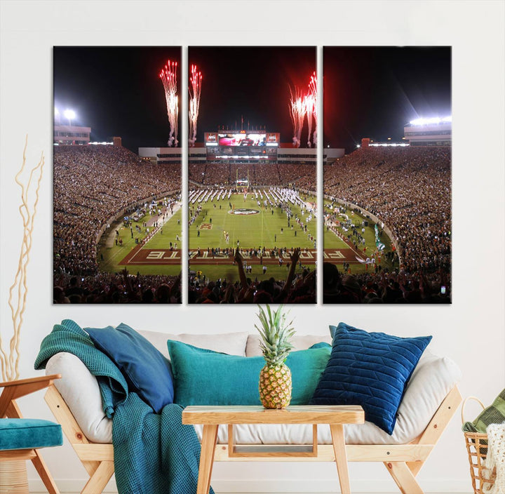 Florida State Seminoles Football Team Print - Tallahassee Doak Campbell Stadium Wall Art Canvas Print