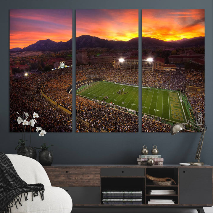 Colorado Buffaloes Football Team Print - Boulder Folsom Field Stadium Wall Art Canvas Print
