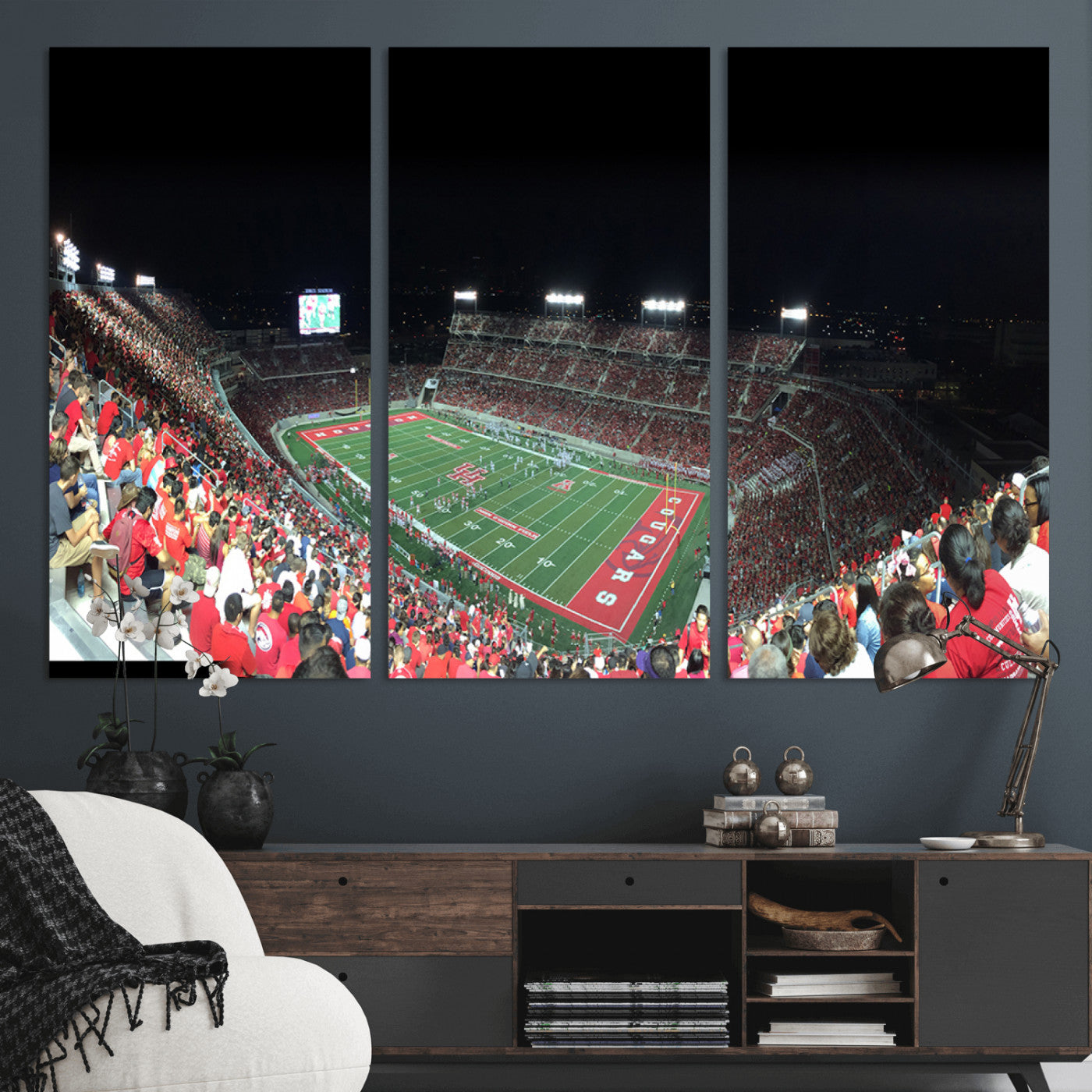 MGV-CV-48X32-3P - Houston Cougars Football Team Print - Houston TDECU Stadium Wall Art Canvas Print