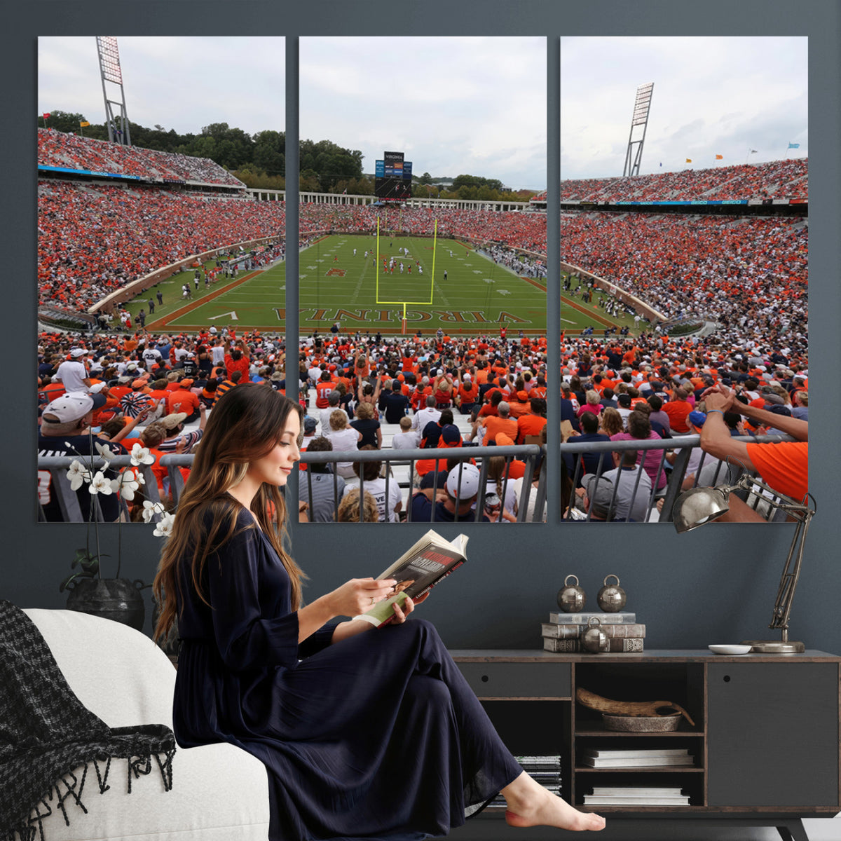 63606-MGV-CV-36X24 - Virginia Cavaliers Football Team Print, Charlottesville, Extra Large Game Room Wall Decor