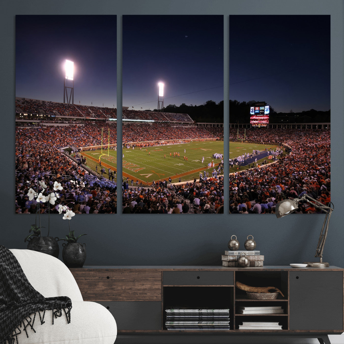 MGV-CV-48X32-3P - Virginia Cavaliers Football Team Print - Charlottesville Scott Stadium Canvas Print Wall Art