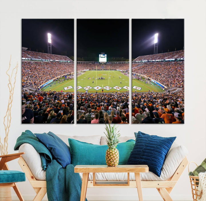 Virginia Cavaliers Football Team Print - Charlottesville Scott Stadium Wall Art Canvas Print