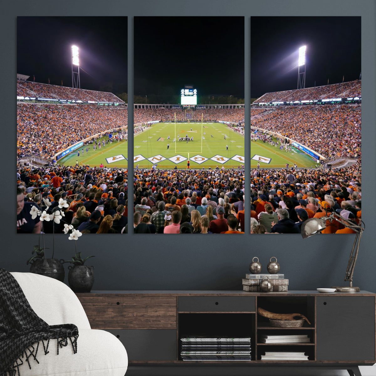 98441-MGV-CV-36X24 - Virginia Cavaliers Football Team Print - Charlottesville Scott Stadium Wall Art Canvas Print