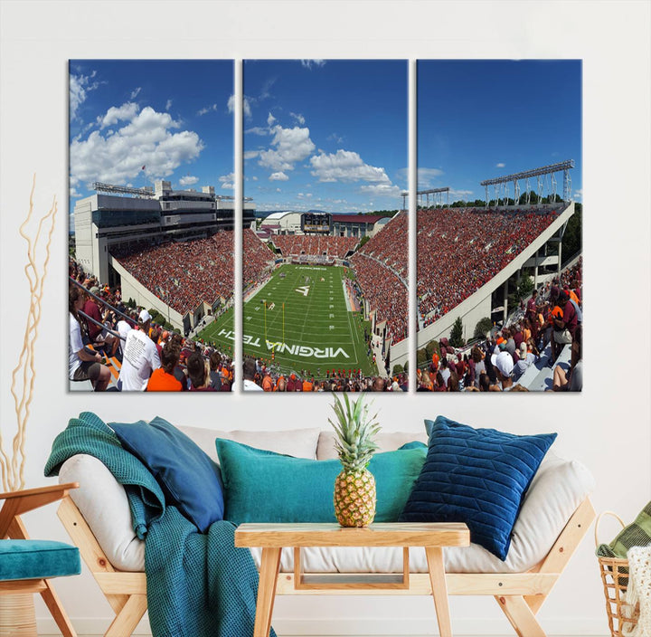 Virginia Tech Hokies Football Team Print - Blacksburg Lane Stadium Wall Art Canvas Print