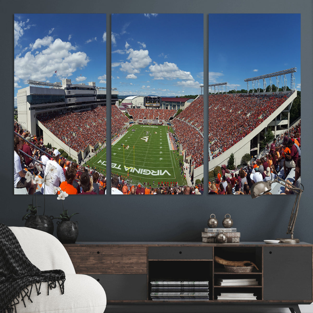 87769-MGV-CV-36X24 - Virginia Tech Hokies Football Team Print - Blacksburg Lane Stadium Wall Art Canvas Print