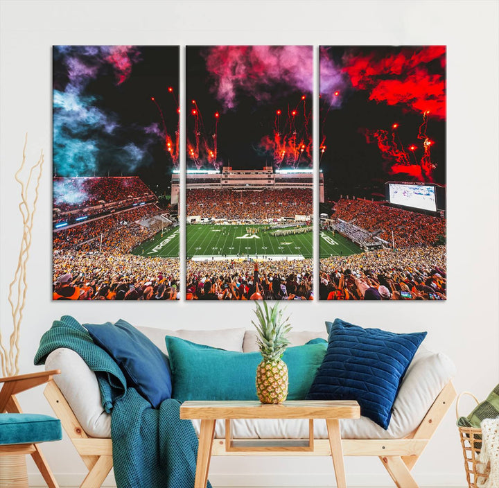 Virginia Tech Hokies Football Team Print - Blacksburg Lane Stadium Wall Art Canvas Print